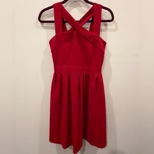 Ya Los Angeles Crimson Cross-Back One-Shoulder Dress